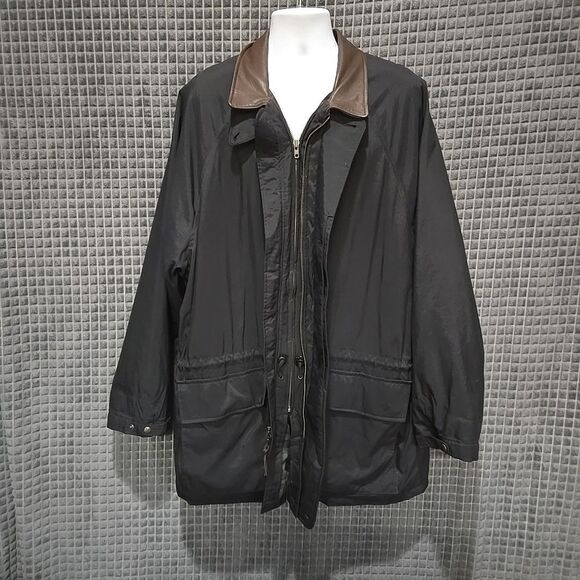VTG EddieBauer Insulated Jacket Coat XL Oversized Leather Collar Bomber Grandpa - Picture 1 of 16
